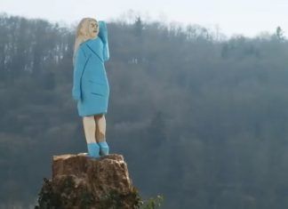 Incendian estatua de Melania Trump en Eslovenia