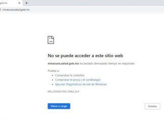 Página para registro a vacuna se cayó