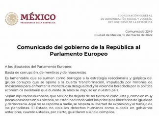 La 4T responde al Parlamento Europeo