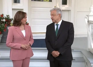 Kamala Harris, recibió a AMLO en su residencia para un desayuno de trabajo