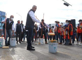 Pinta pasos peatonales Alcaldía de Pachuca