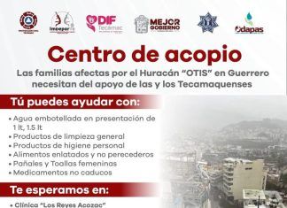 Instala gobierno de Tecámac cinco centros de acopio en apoyo a los damnificados del huracán Otis