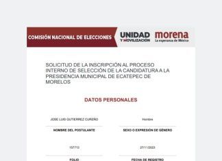 Se inscribe Gutiérrez Cureño para la precandidatura de Morena a la presidencia de Ecatepec