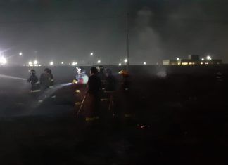 Sofocan Bomberos de Tecámac incendio de pastizales en inmediaciones del AIFA