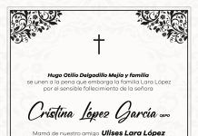 Condolencias de Hugo Otilio Delgadillo Mejía a Ulises Lara López