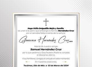 Esquela por el fallecimiento de Doña Genoveva Hernández Cruz
