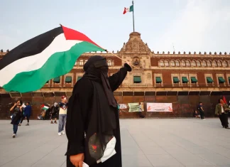 Manifestantes propalestinos protestaron en el centro de CDMX