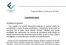 Comunicado sobre la situación de Óscar Manuel Herrejón
