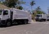 Con ayuda internacional, por Otis, la AMEXCID entrega cuatro camiones de basura para el Puerto de Acapulco