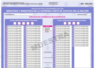 Presentan modelo de las boletas que se utilizarán para la elección de jueces, magistrados y ministros