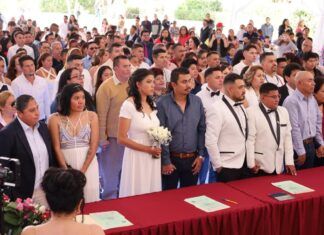 Dan el “Sí” 71 parejas en las Bodas del Bicentenario en Tecámac, en el Día del Amor y la Amistad