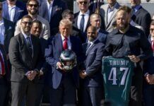 Los Eagles, campeones del Super Bowl visitan a Trump