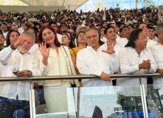 Rosi Wong refrenda unidad con gobiernos de Morena: asiste al tercer informe de Salomón Jara en Oaxaca