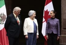 Sheinbaum recibió en Palacio Nacional a gobernadora general de Canadá, Mary Simon