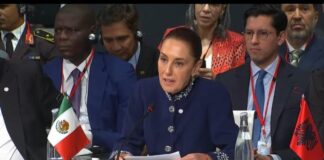 «Soy una mujer de paz»: Sheinbaum lleva a Cumbre de Gobiernos Progresistas el rechazo a la guerra, pide que el diálogo y la paz prevalezcan