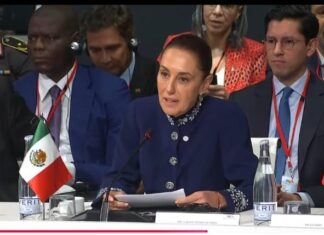 «Soy una mujer de paz»: Sheinbaum lleva a Cumbre de Gobiernos Progresistas el rechazo a la guerra, pide que el diálogo y la paz prevalezcan
