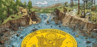 El águila americana y el oro manchado de sangre