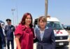 Alcaldesa Rosi Wong acompaña a la gobernadora Delfina Gómez en ceremonia de mando militar en la base aérea de Santa Lucia