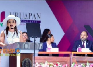 Rechiflas a Morena y al gobierno estatal marcan el 2° Informe de Grecia Quiroz en Uruapan
