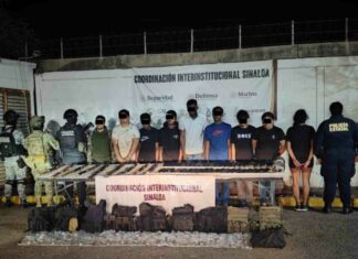 Detienen a nueve personas y aseguran armas y droga en Culiacán
