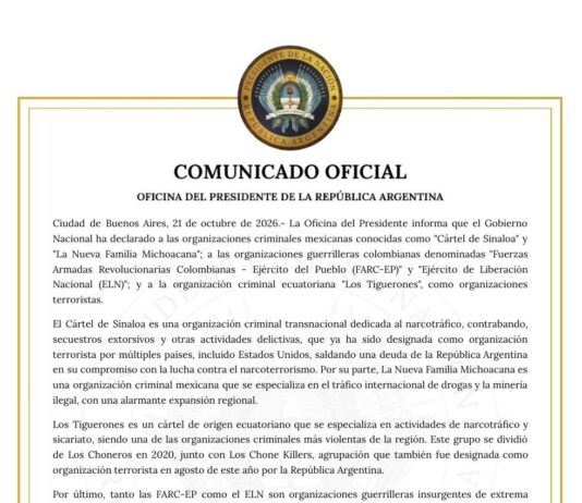 Milei declara terroristas al Cártel de Sinaloa y a La Nueva Familia Michoacana; los mete a la lista negra de Argentina